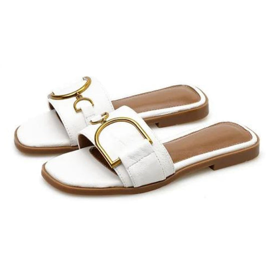 Square-Toe Chic Leather Sandals