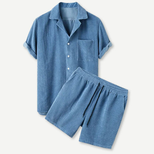 Corduroy Shirt & Shorts Set