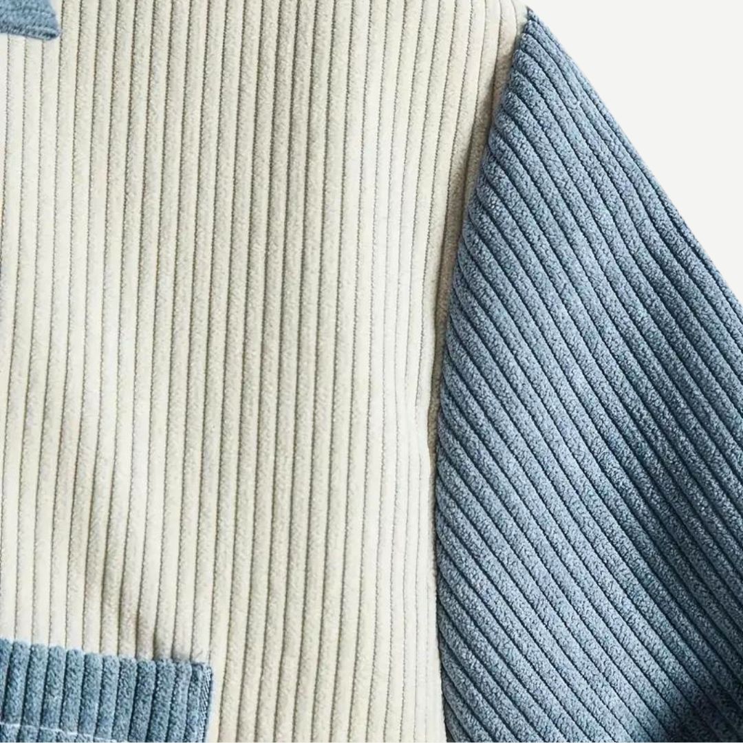 Relaxed Two-Tone Ribbed Shirt