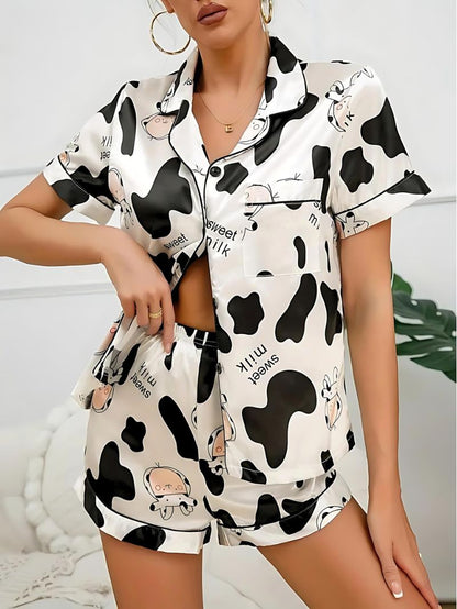 Moo-chic Satin Pajama Set