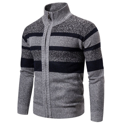 Mens Striped Slim Fit Knitted Cardigan