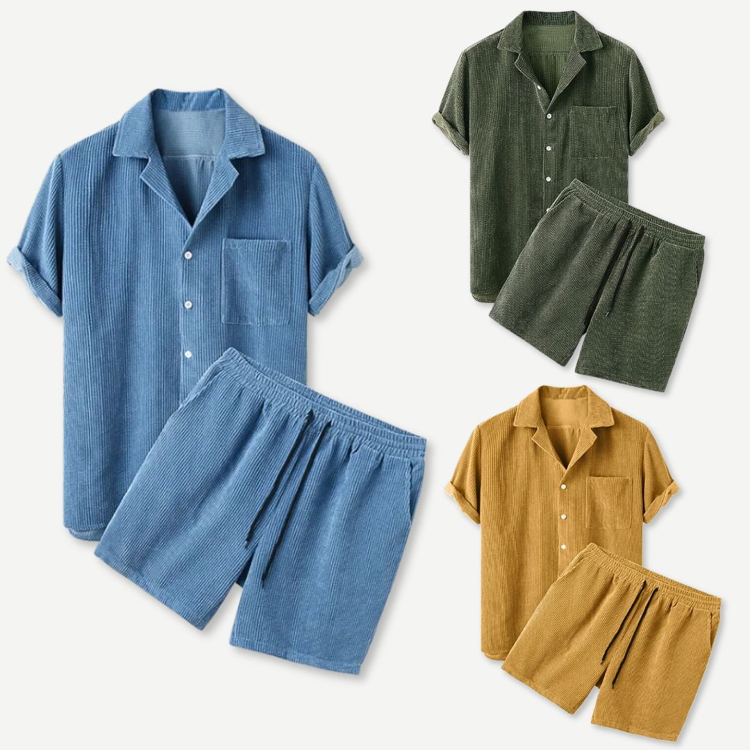 Corduroy Shirt & Shorts Set