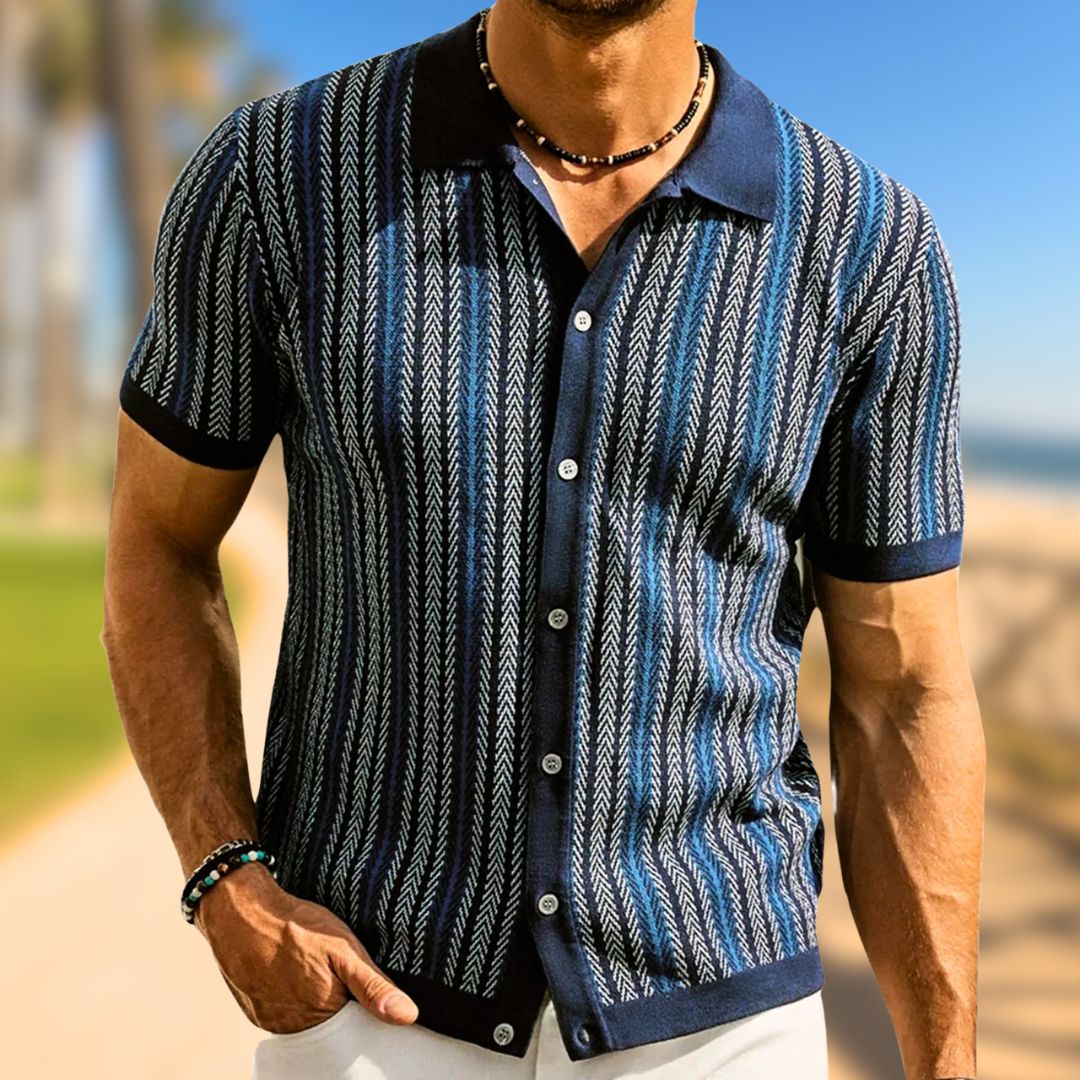 Chevron Button-Through Polo